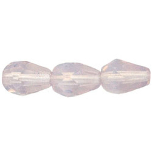 Faceted Vertical Teardrop Beads Czech Glass Firepolish MILKY AMETHYST 7x5mm