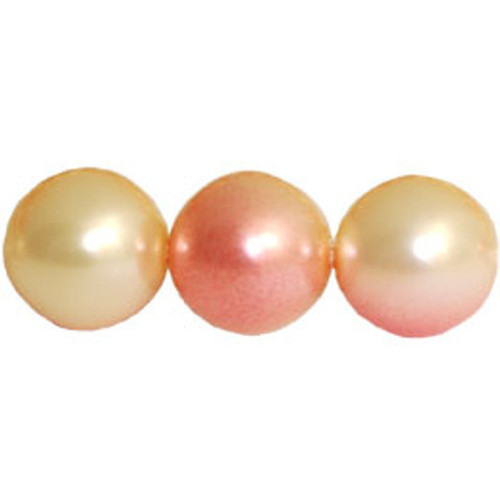 Czech Glass DRUK Beads 10mm Round DUAL PEARL PINK CREME