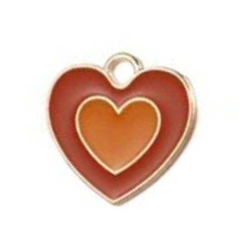 Charm-HEART BROWN-20x19mm Enamel Plated