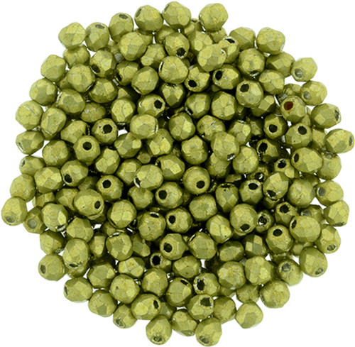 Czech Glass FIREPOLISH Beads 2mm SATURATED METALLIC PRIMROSE YELLOW