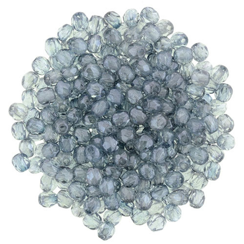 Czech Glass FIREPOLISH Beads 2mm LUSTER TRANSPARENT BLUE