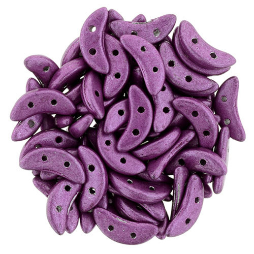 2-Hole Crescent Beads 3x10mm CzechMates SATURATED METALLIC FUCHSIA