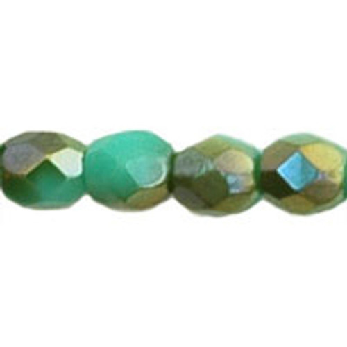 Firepolish 3mm Czech Glass Beads GREEN TURQUOISE CELSIAN