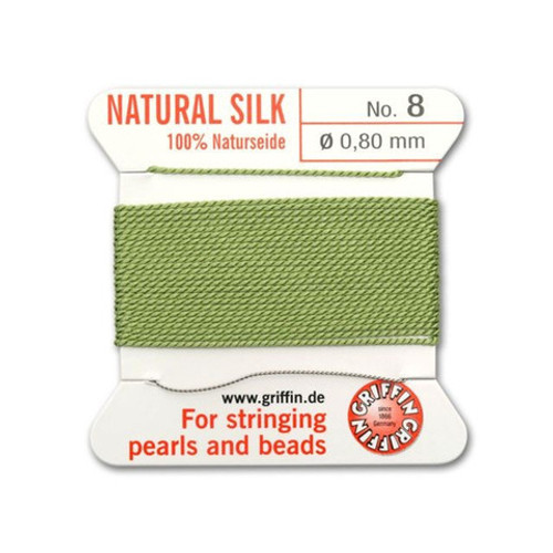 Griffin Natural Silk Bead Cord No.8 JADE GREEN