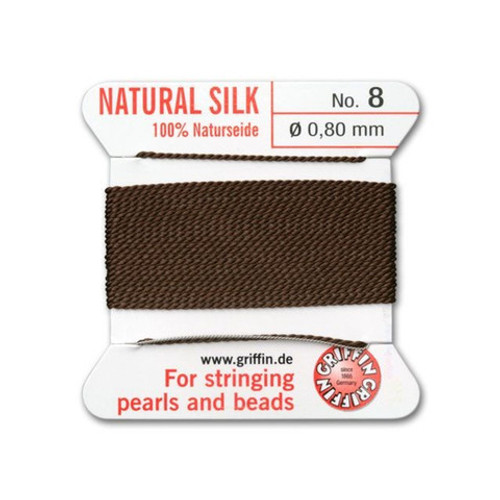 Griffin Natural Silk Bead Cord No.8 BROWN