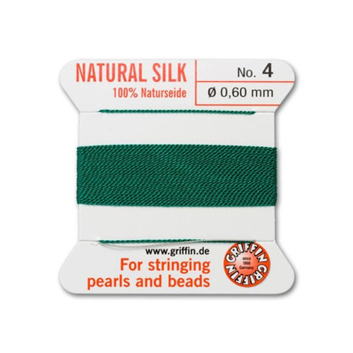 Griffin Natural Silk Bead Cord No.4 GREEN