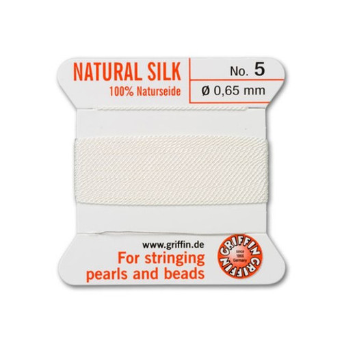 Griffin Natural Silk Bead Cord No.5 WHITE