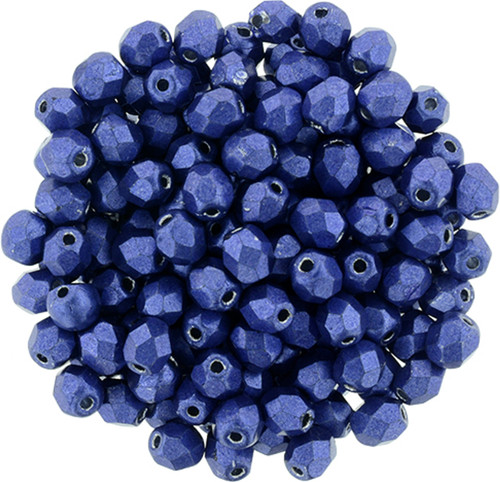 Czech Glass FIREPOLISH Beads 4mm SATURATED METALLIC LAPIS BLUE