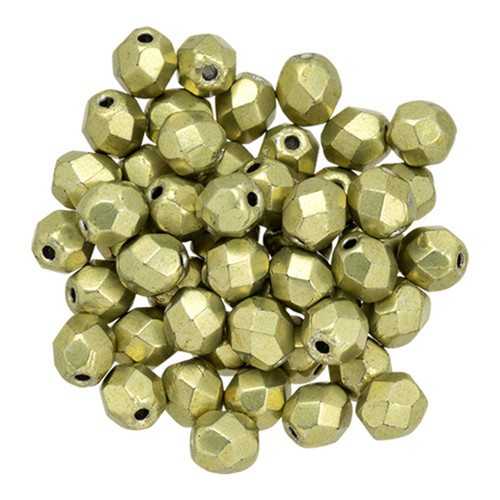 Czech Glass FIREPOLISH Beads 4mm SATURATED METALLIC LIMELIGHT