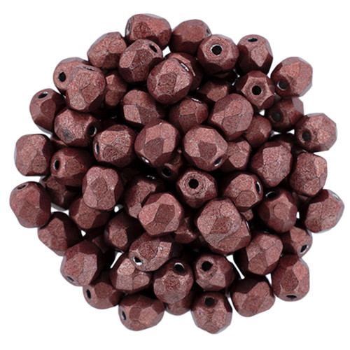 Czech Glass FIREPOLISH Beads 4mm SATURATED METALLIC GRENADINE