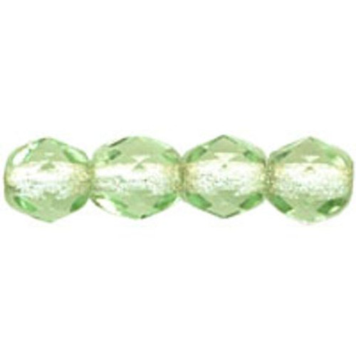 Czech Glass FIREPOLISH Beads 4mm PERIDOT SILVER LINED