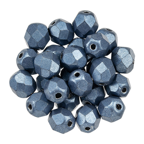 Firepolish 6mm Czech Glass Beads SATURATED METALLIC BLUESTONE