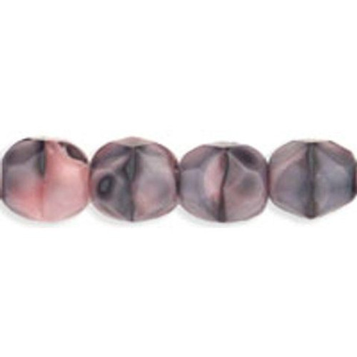 Firepolish 6mm Czech Glass Beads PINK BLACK CRYSTAL