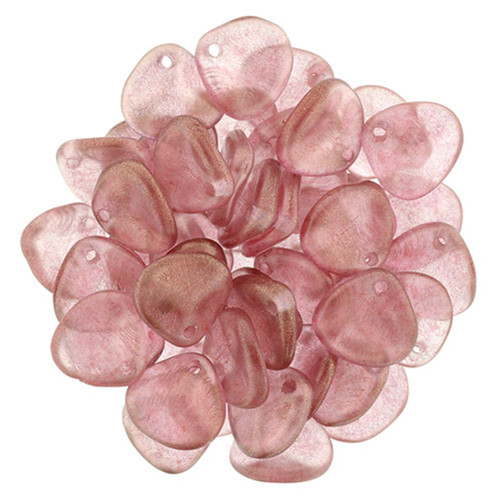 Rose Petal Czech Glass Beads 8x7mm HALO CHERUB