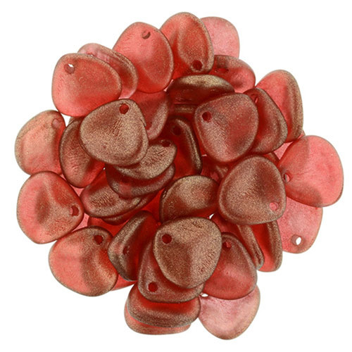 Rose Petal Czech Glass Beads 8x7mm HALO CARDINAL