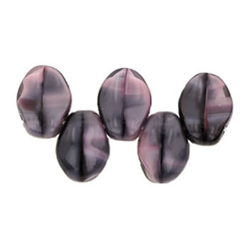 Petal Czech Glass Beads 8x6mm PINK BLACK CRYSTAL