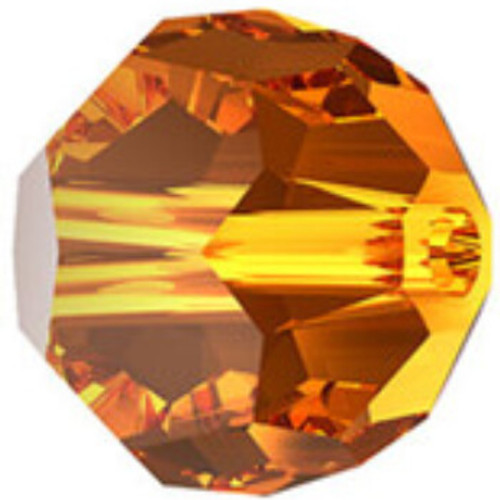ELITE Eureka Crystal Faceted Round Bead 6mm LIGHT AMBER 5000