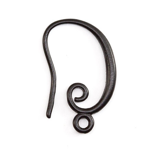 Ear Wire French Hook w/loop 19x11mm Matte Black (5 pair)