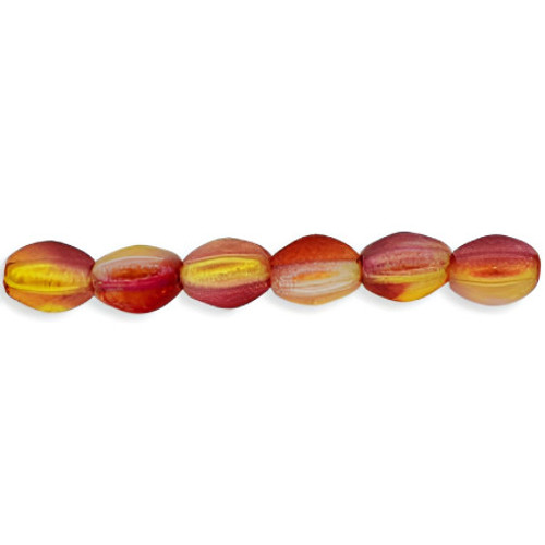 PINCH Czech Glass Beads 5x3mm DUAL COATED FUCHSIA LEMON