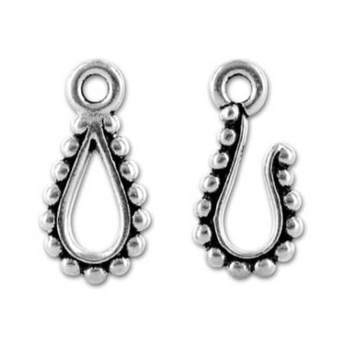 TierraCast CLASP-Beaded Hook & Eye-Antiqued Silver Plated