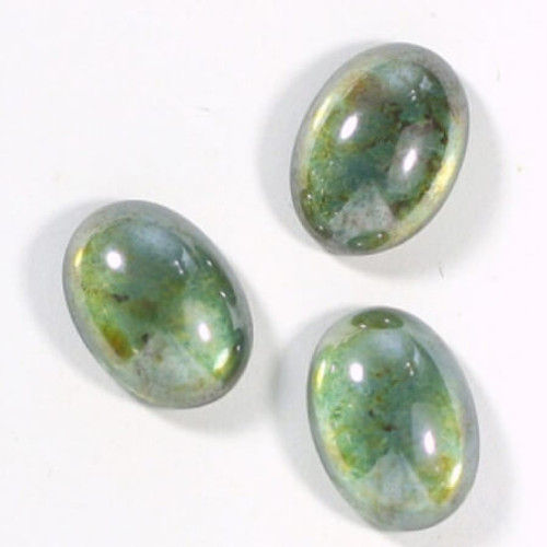 Czech Glass Coated Oval Cabochon 18x13mm LUSTER GREEN