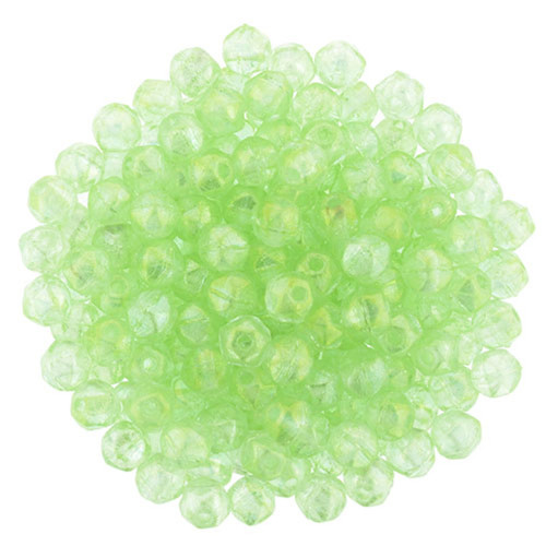 Czech Glass English Cut Beads LUSTER IRIS PERIDOT 3mm