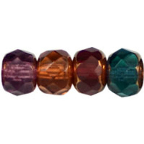 Czech Glass Beads Gem Rondelles COPPER MULTI COLOR DARK MIX