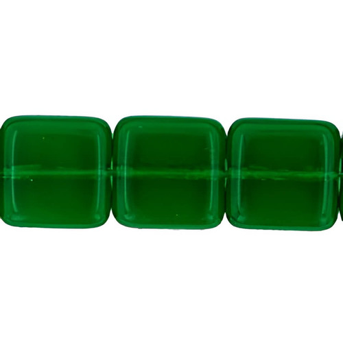 Flat Square Czech Glass Beads 9mm EMERALD