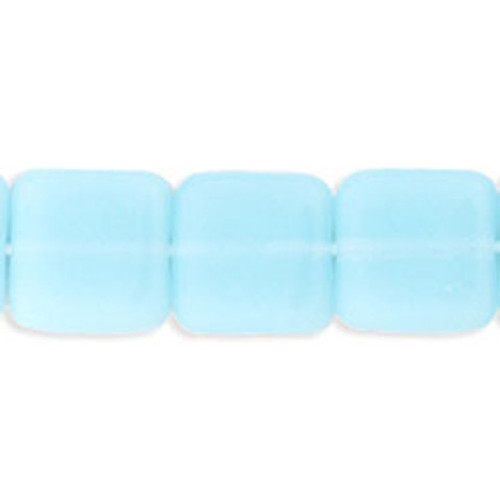 Flat Square Czech Glass Beads 9mm MILKY AQUAMARINE