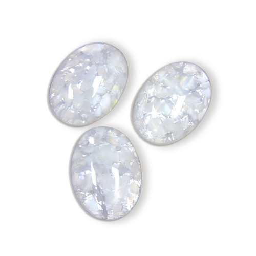 Czech Glass Oval Cabochon 18x13mm WHITE OPAL