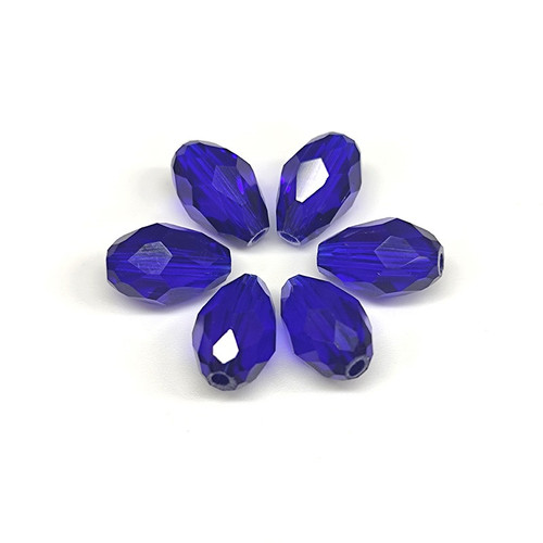 Diamond Shape 15x11mm Glass Beads TRANSPARENT IRIS BLUE