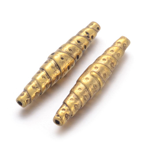 Oblong Metal Tube Bead 25mm Antique Gold