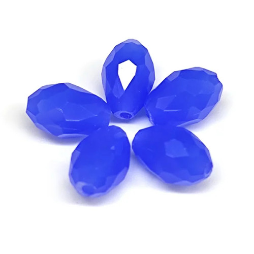 Diamond Shape 15x11mm Glass Beads TRANSPARENT IRIS BLUE