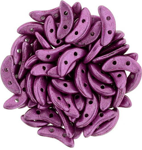 2-Hole Crescent Beads SATURATED METALLIC PINK YARROW