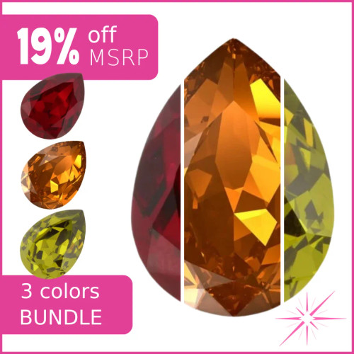 Amber Flame ELITE Eureka Crystal 18mm Pear Fancy Stone Bundle