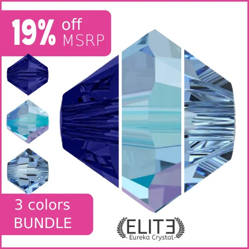 Cool Indigo ELITE Eureka Crystal 4mm Bicones Bundle