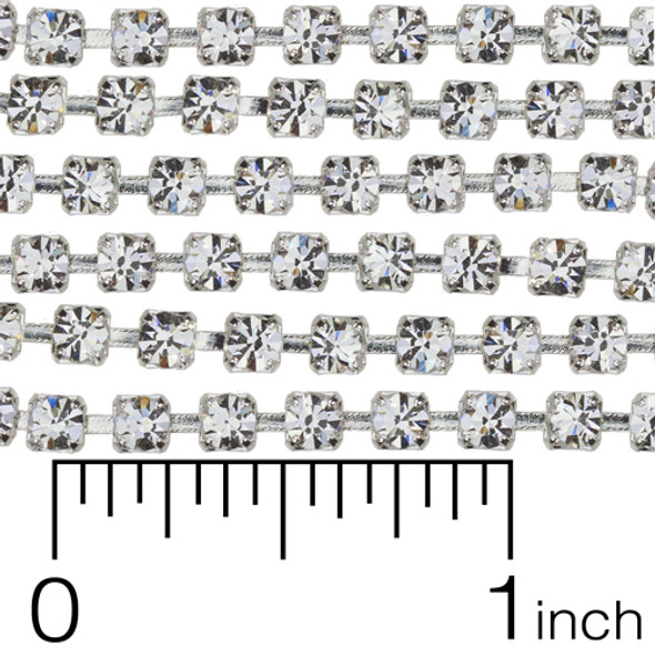 Rhinestone Cup Chain 3mm CRYSTAL Silver Plated