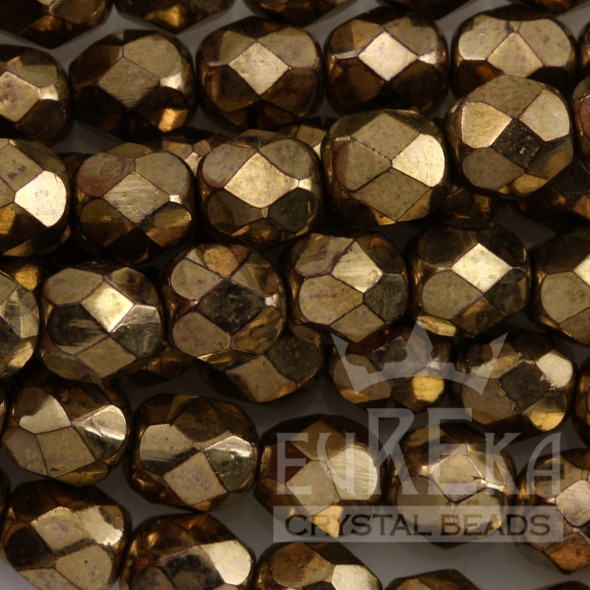 Firepolish 6mm Czech Glass Beads BRONZE (Strand of 25)