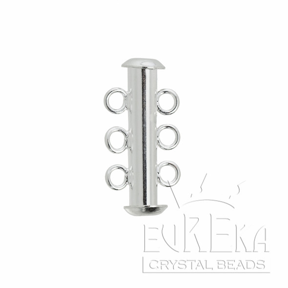 TUBE BAR Clasp 3-Strand 21mm Silver Plated
