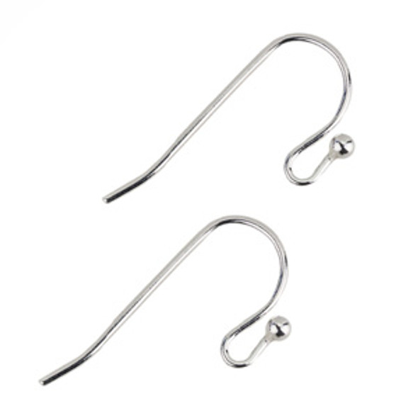 Ear Wire ROUND w/Ball 27mm Silver Plated (1 pair)