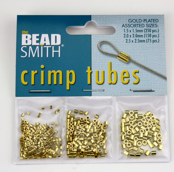 CRIMP TUBES- Assortment -Gold Plated 1.5mm,2mm ,2.5mm