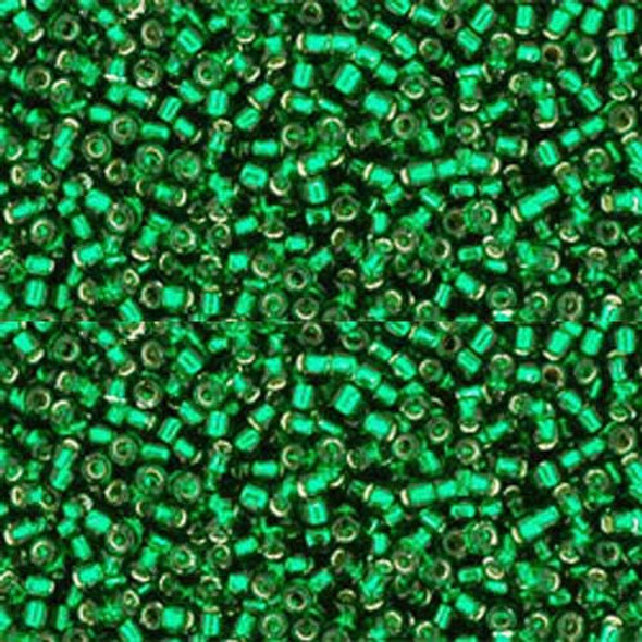 Toho ROUND 15/0 Seed Beads GREEN EMERALD SILVER LINED (2.5" tube)