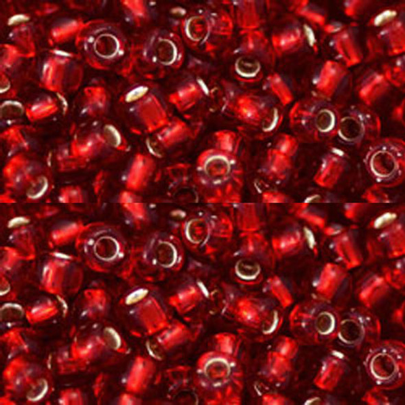 SIZE-6 #25C RUBY SILVER LINED Toho Round Seed Beads