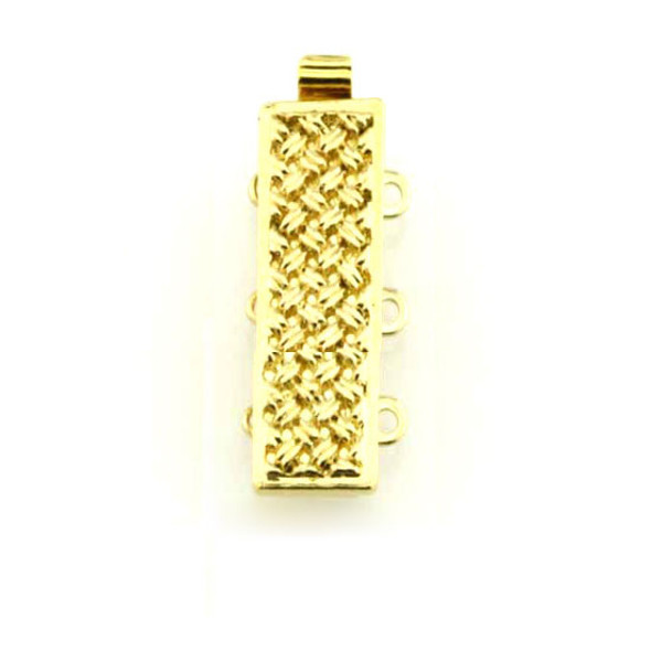 Elegant Elements Clasp TEXTURED 3-Strand 19x10mm Gold Plated