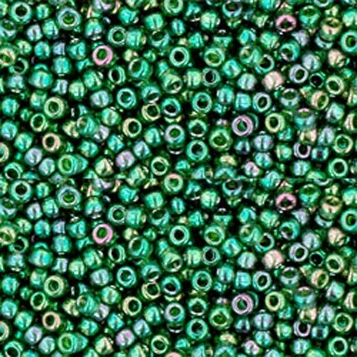 Toho ROUND 15/0 Seed Beads GOLD LUSTERED EMERALD (2.5" tube)