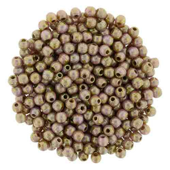 3mm Round Druk Beads ROSE GOLD TOPAZ OPAQUE LUSTER