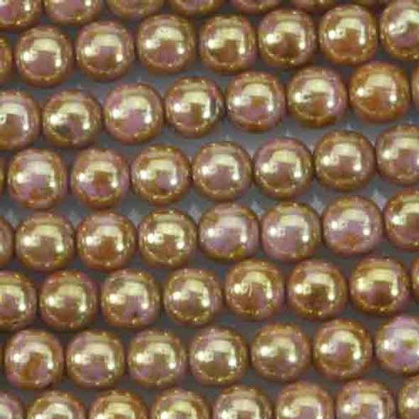 6mm Round Druk Beads ROSE GOLD TOPAZ OPAQUE LUSTER