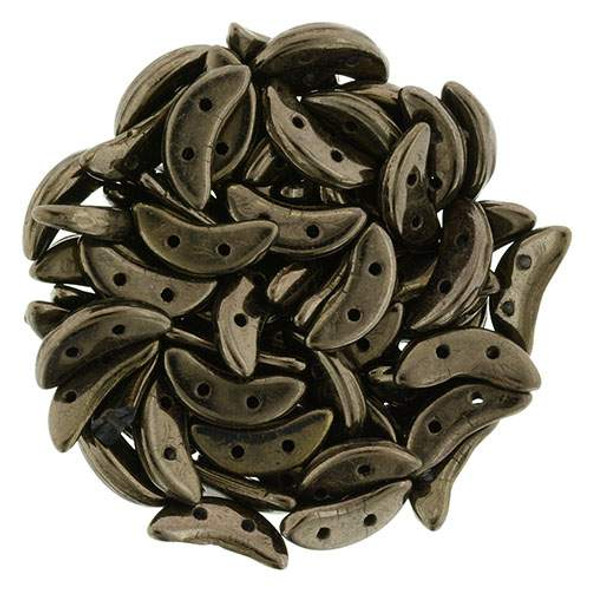 3x10mm DARK BRONZE CzechMates Two Hole Crescent