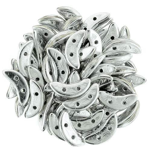 3x10mm SILVER CzechMates Two Hole Crescent