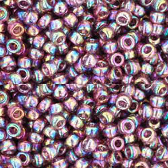 Toho ROUND 15/0 Seed Beads TRANSPARENT RAINBOW MED AMETHYST (2.5" tube)